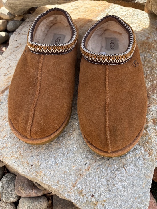 UGG Tasman Slippers Men\'s 9 Chestnut Suede Shearling Lined‎ Slip On 5950 main image 8